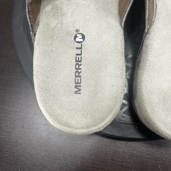 Merrell Mens Size 12 Brown Slide Thong Flip Flops Sandspur 2 Comfort Sandals - Picture 7 of 10